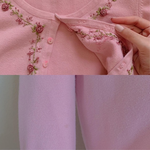 pink embroidered floral cardigan🎀 - Picture 4 of 4